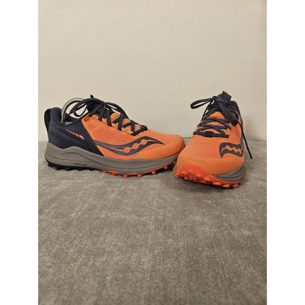 Saucony Xodus Ultra Womens 7 Orange Navy Trail Running Shoes S10734-16 PWRRUN PB